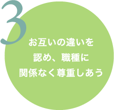 お互いの違いを認め、職種に関係なく尊重しあう